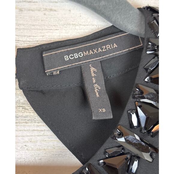 BCBGMaxAzria Women’s XS Black Frances Jewelneck Long Sleeve Blouse - Picture 4 of 5